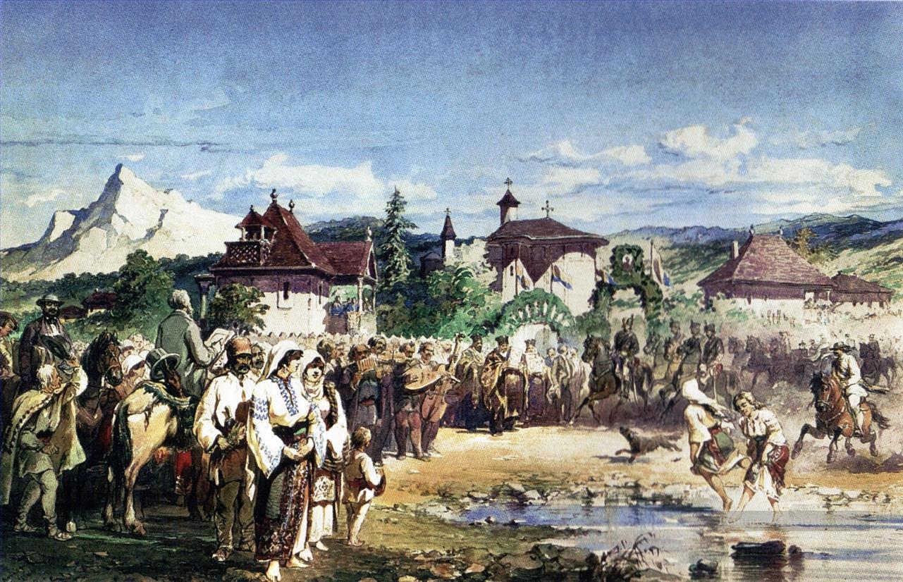 Primirea Domnitorului Carol I la Slanic Prahova Amadeo Preziosi néoclassicisme romanticisme Peintures à l'huile